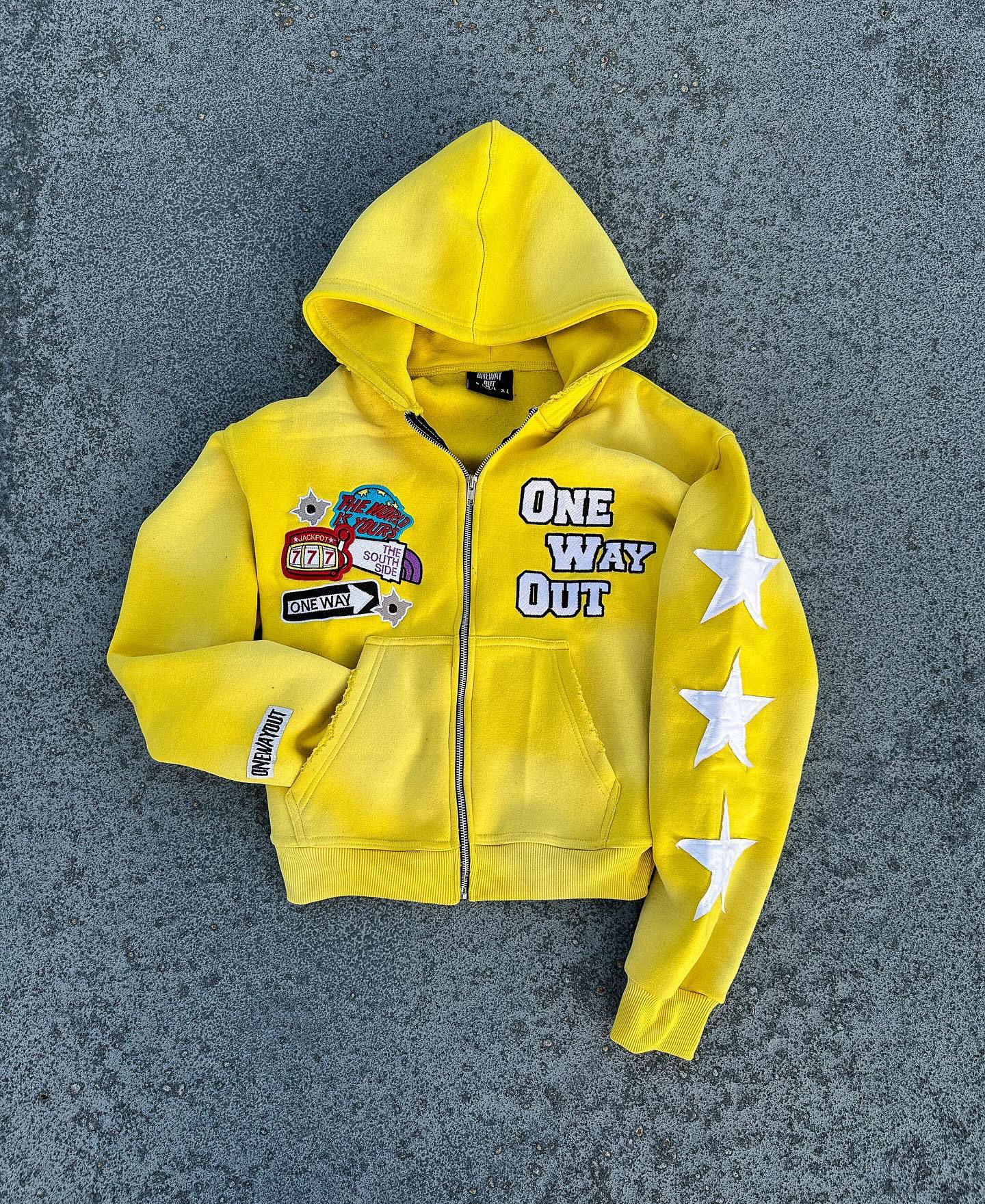 Streetwear Patched Zip-Up Hoodie