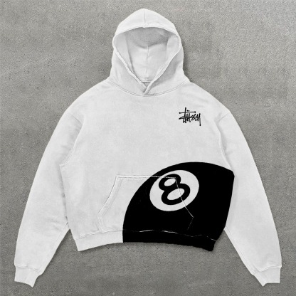 Billiards No.8 Print Long Sleeve Hoodies