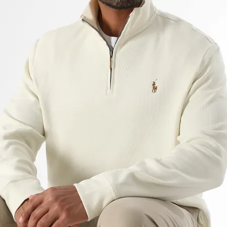 Sweat Top Zip Neck Light Beige