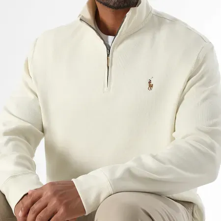 Sweat Top Zip Neck Light Beige