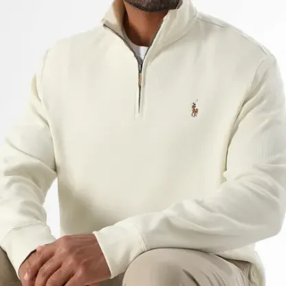 Sweat Top Zip Neck Light Beige