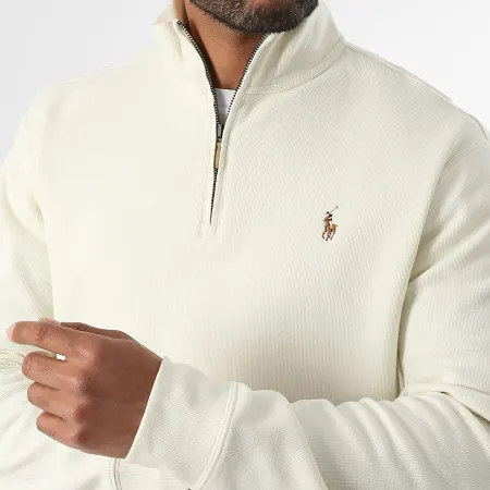 Sweat Top Zip Neck Light Beige