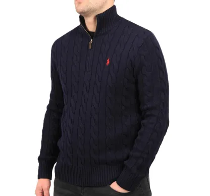 Half-Zip Knit Sweater Navy Blue