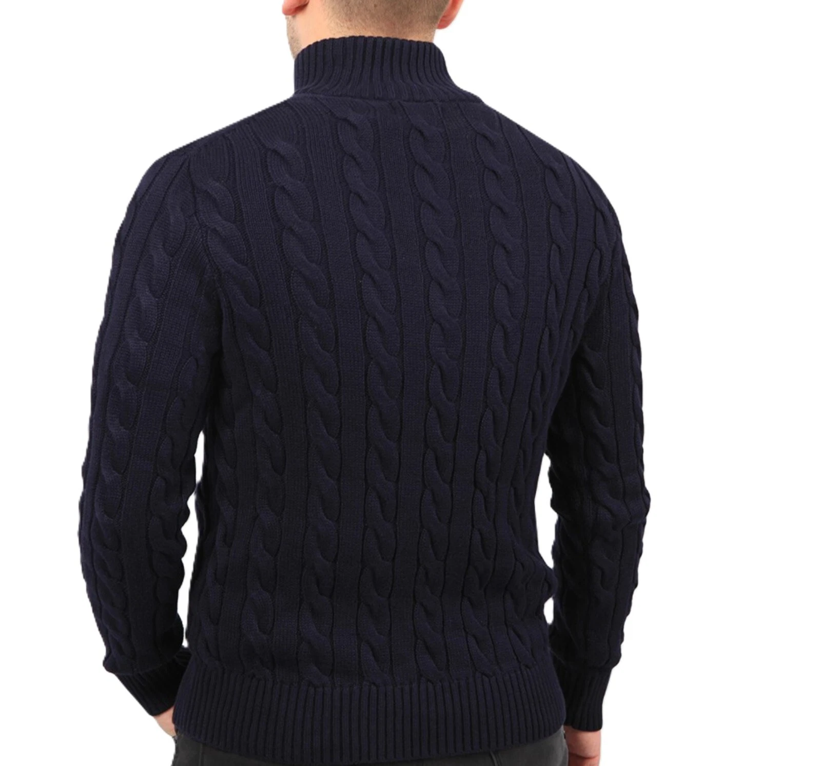 Half-Zip Knit Sweater Navy Blue