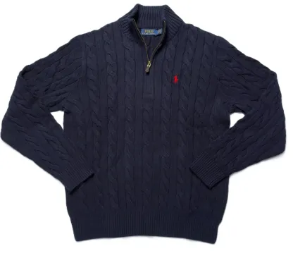 Half-Zip Knit Sweater Navy Blue