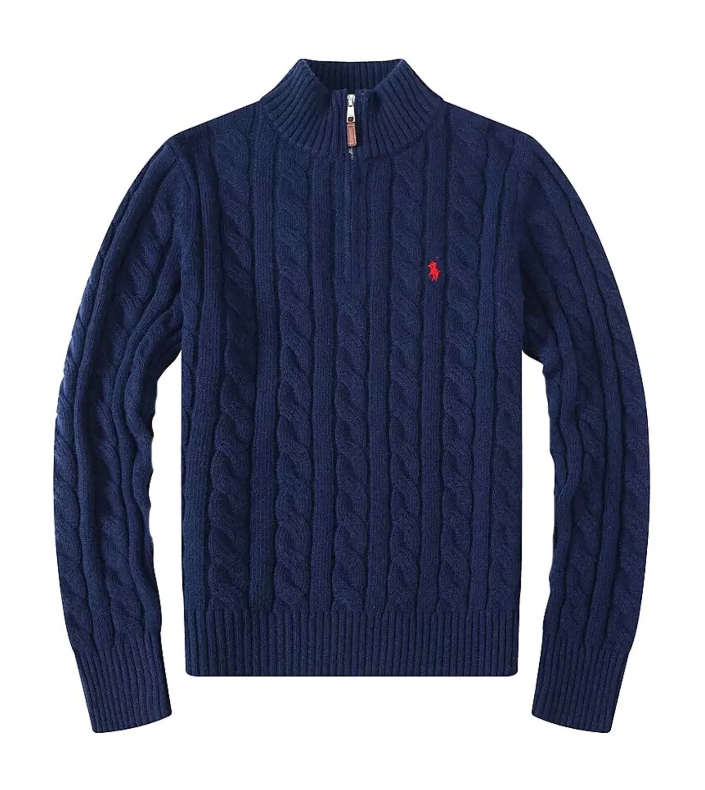 Half-Zip Knit Sweater Navy Blue