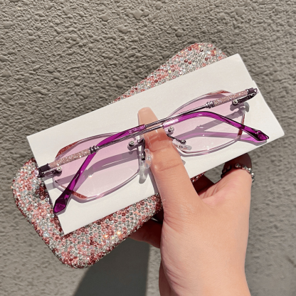 Gyémántcsiszolt, keret nélküli, kék fényt blokkoló olvasószemüveg