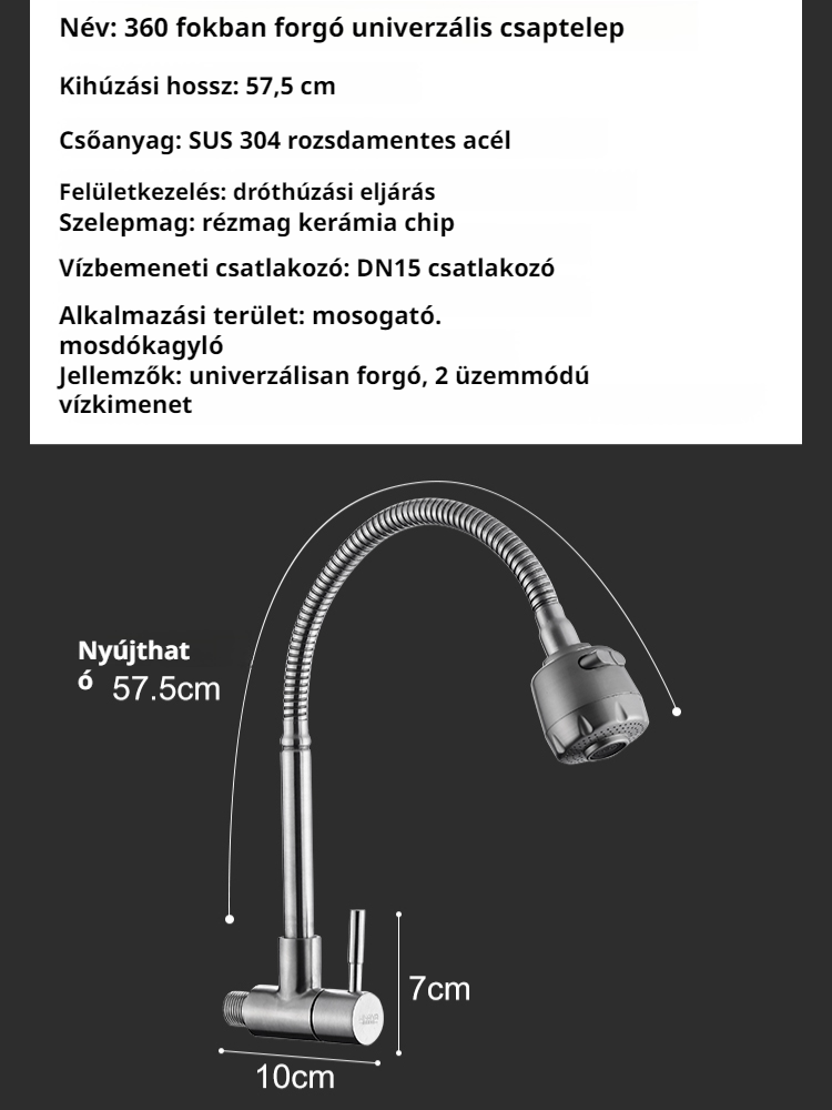 360 fokban forgatható univerzális csaptelep