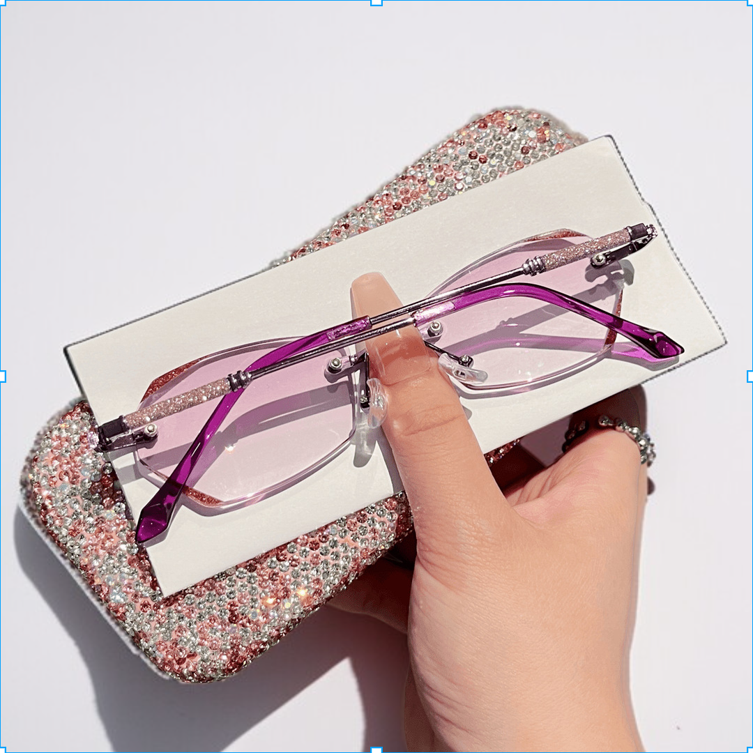 Gyémántcsiszolt, keret nélküli, kék fényt blokkoló olvasószemüveg