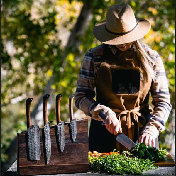 Rankų darbo Damasko plieno 5 vnt virtuvinių peilių rinkinys, rankų darbo Damasko virėjo rinkinys, virtuviniai peiliai, Damasko virėjo peiliai