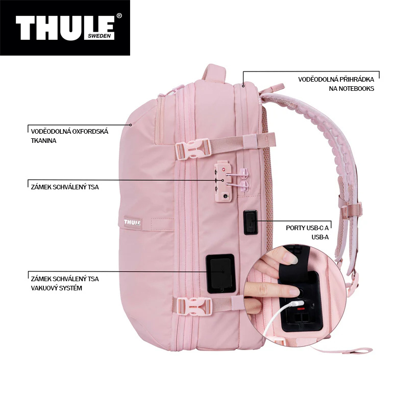 🎒THULE Vakuově kompresní horolezecký cestovní outdoorový batoh s ochranou proti krádeži, multifunkční palubní taška ✈