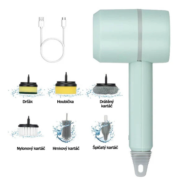 Multifunkční elektrický čisticí kartáč na mytí nádobí - čištění koupelny, kuchyně a bot