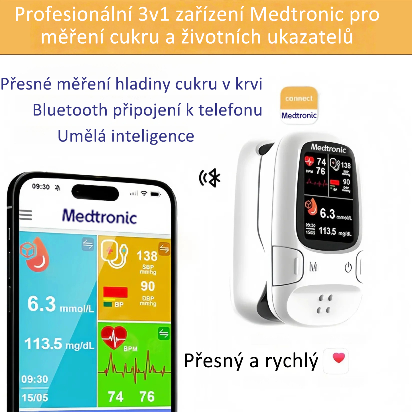 Medtronic™ představuje nový neinvazivní chytrý glukometr 🔥Vyrobeno ve Spojených státech amerických🔥