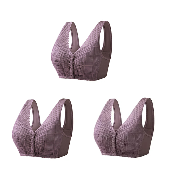 Plus Size Skin-Friendly Cotton Front Button Bra