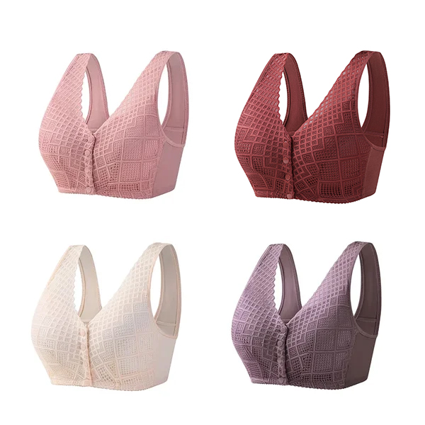 Plus Size Skin-Friendly Cotton Front Button Bra
