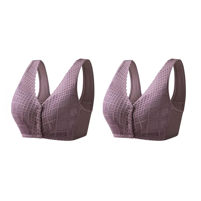 Plus Size Skin-Friendly Cotton Front Button Bra