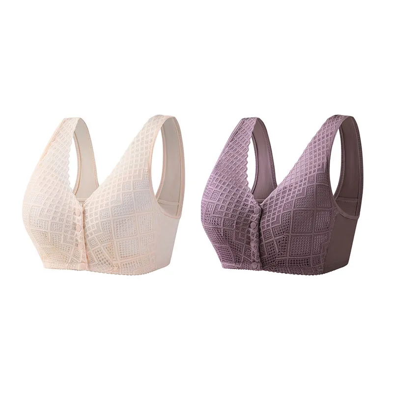 Plus Size Skin-Friendly Cotton Front Button Bra