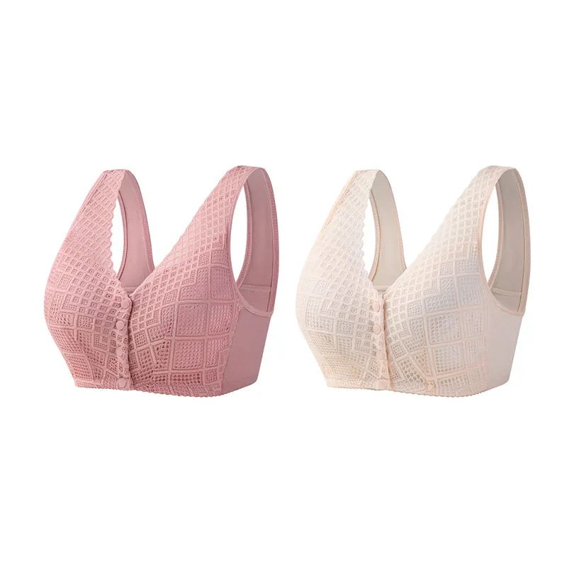 Plus Size Skin-Friendly Cotton Front Button Bra