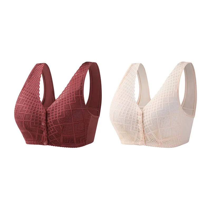 Plus Size Skin-Friendly Cotton Front Button Bra