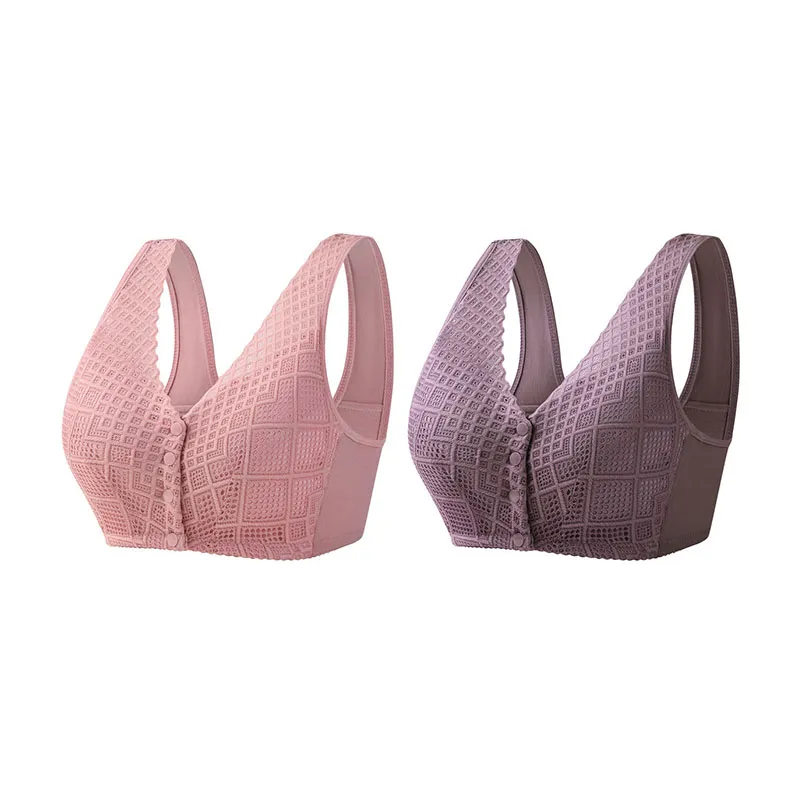 Plus Size Skin-Friendly Cotton Front Button Bra