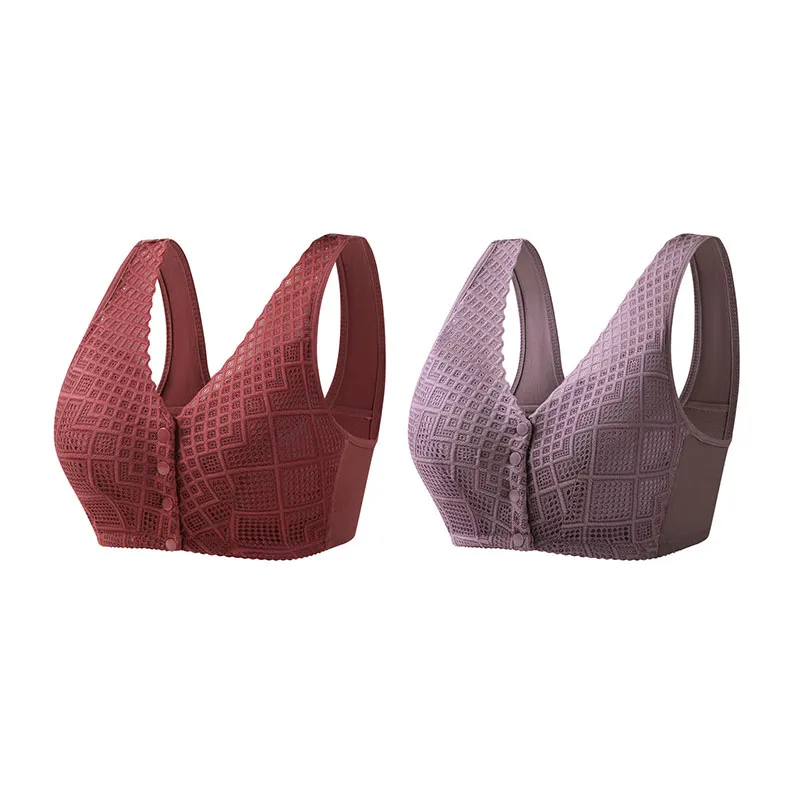 Plus Size Skin-Friendly Cotton Front Button Bra