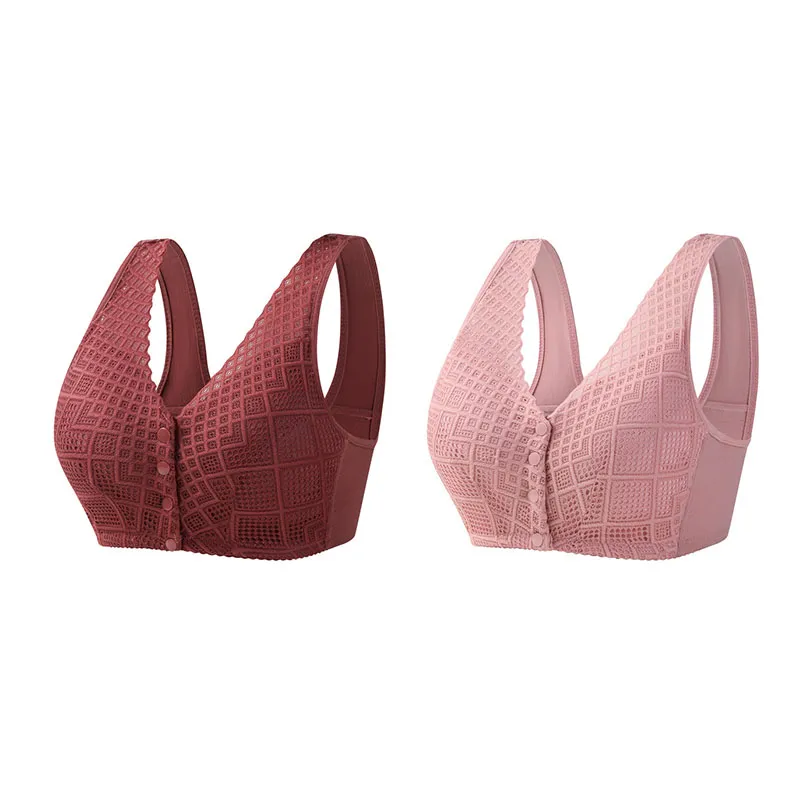 Plus Size Skin-Friendly Cotton Front Button Bra