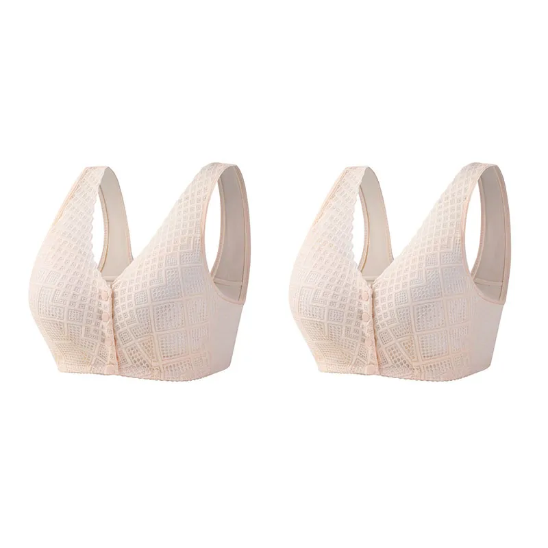 Plus Size Skin-Friendly Cotton Front Button Bra