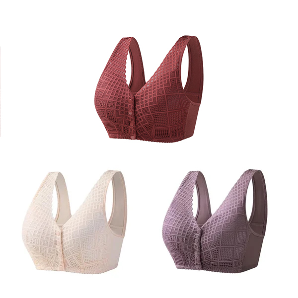 Plus Size Skin-Friendly Cotton Front Button Bra