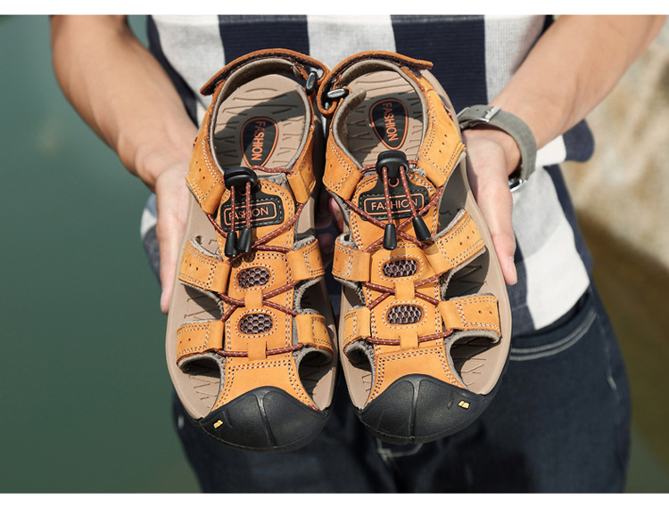 ✨  Perfect for Outdoor Adventures! ✨Men's Sport Sandals: Hiking! Beach! Water-Resistant! Closed Toe Leather!