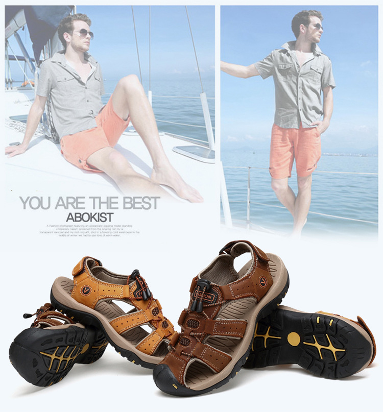 ✨  Perfect for Outdoor Adventures! ✨Men's Sport Sandals: Hiking! Beach! Water-Resistant! Closed Toe Leather!