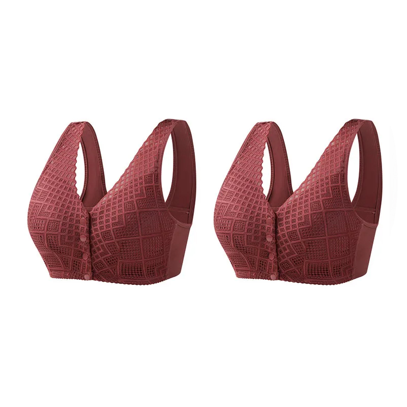 Plus Size Skin-Friendly Cotton Front Button Bra