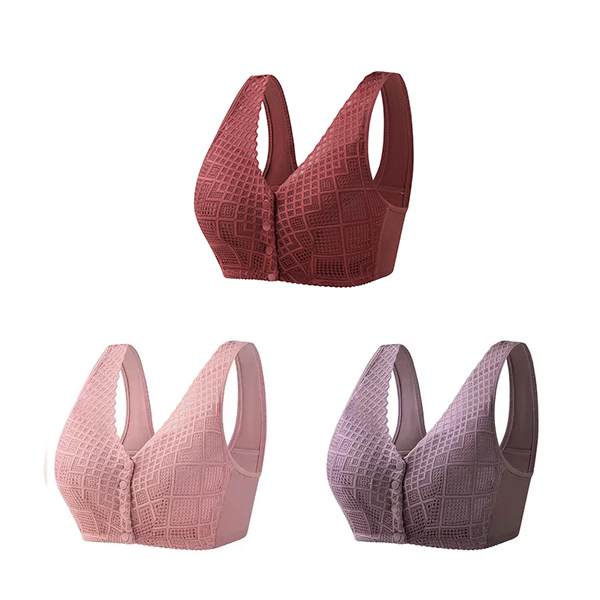 Plus Size Skin-Friendly Cotton Front Button Bra