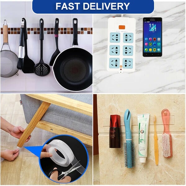🔥Hot Sale - Transparent Magic Nano Tape Double Sided Grip Reusable Home Tape Traceless Glue - BUY 2 GET 2 FREE