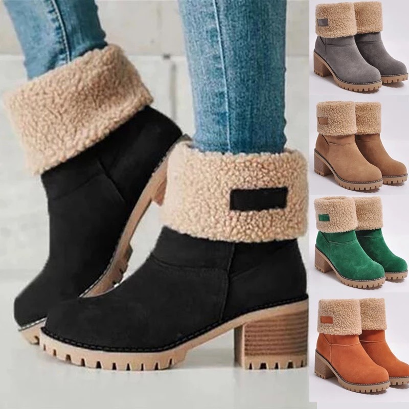 Christmas hot sale 50% off - Plawltd Seniors' Chunky Heel Winter Boots