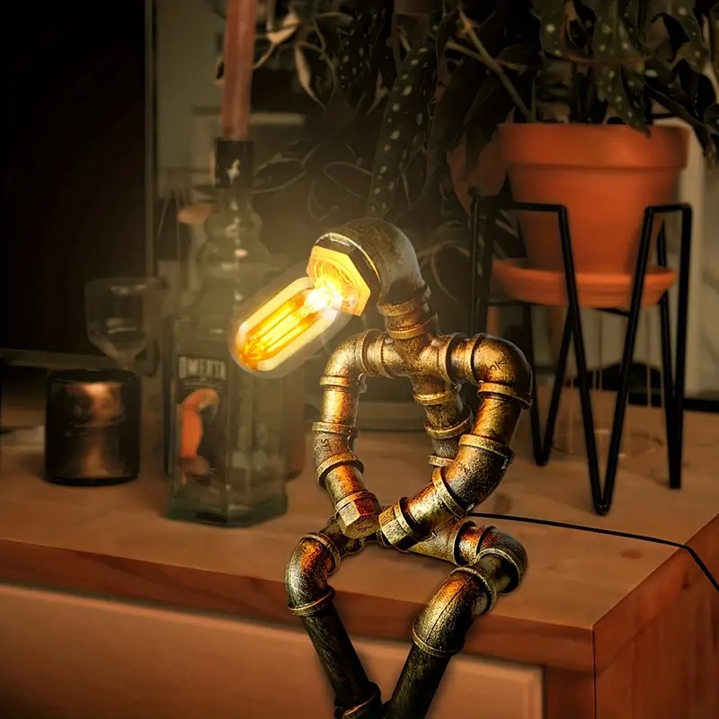 An Eye-Catching Ornament! - Creative Robot Style Steampunk Table Lamp Thanksgiving Day/Christmas gift