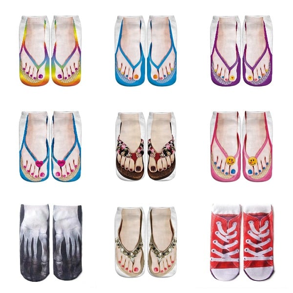 🔥BUY MORE SAVE MORE —Women Manicure Print Flip Flop Socks