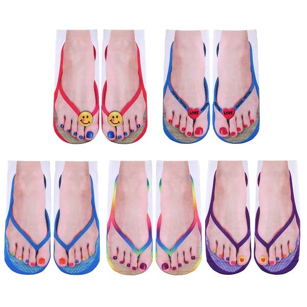 🔥BUY MORE SAVE MORE —Women Manicure Print Flip Flop Socks