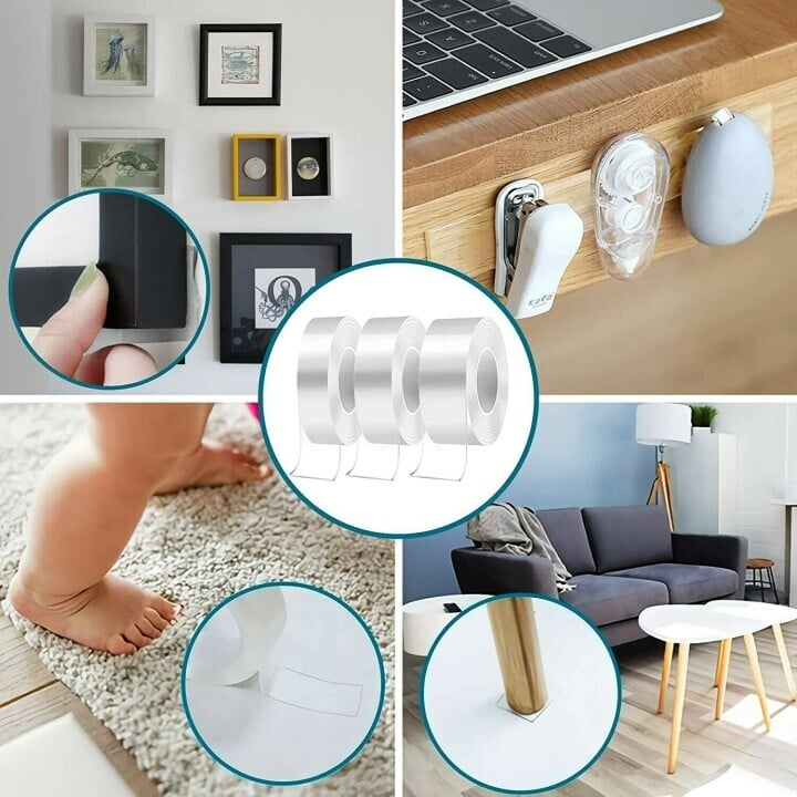 🔥Hot Sale - Transparent Magic Nano Tape Double Sided Grip Reusable Home Tape Traceless Glue - BUY 2 GET 2 FREE