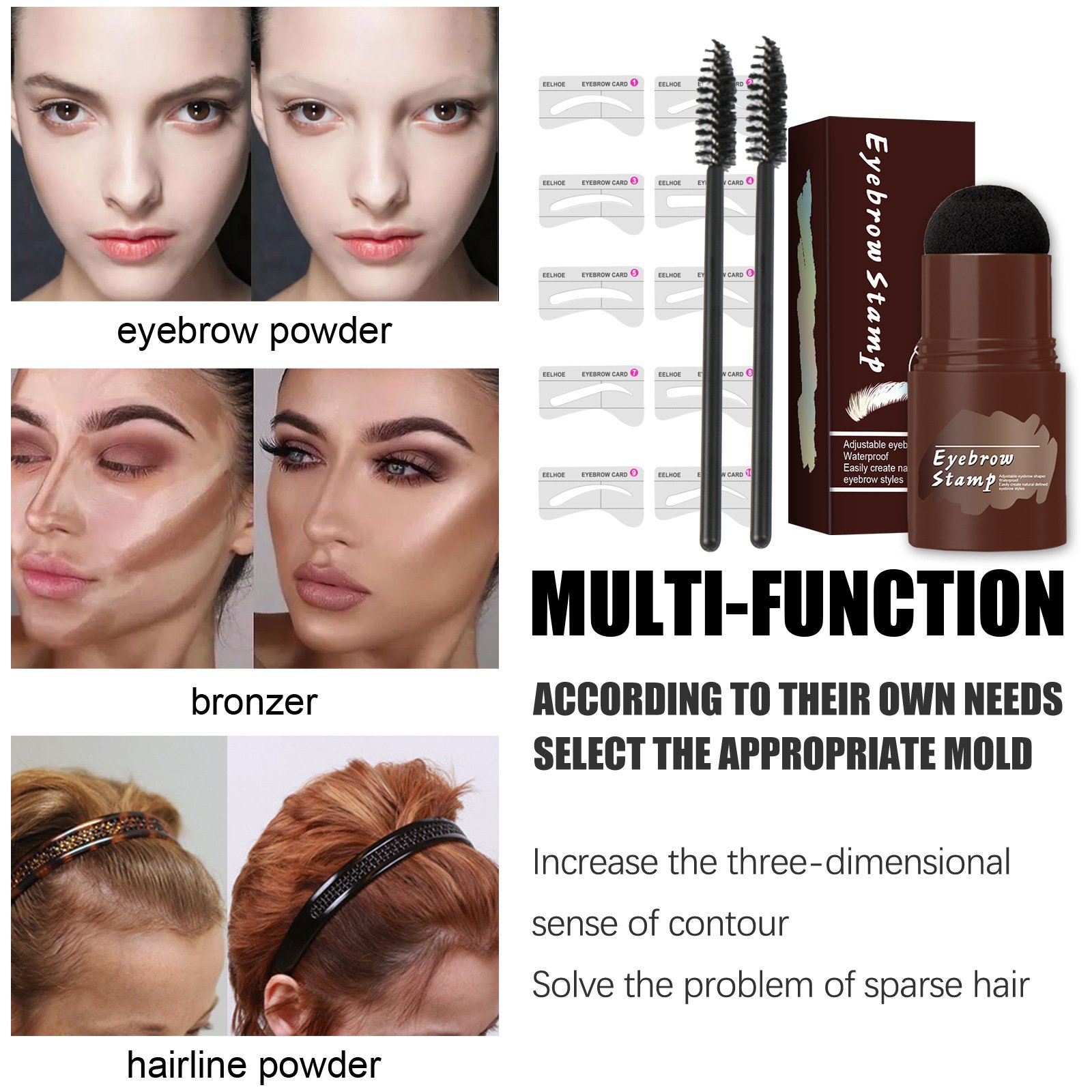 🔥Last day 75% OFF-3 In 1 multifunctional Waterproof Perfect Brows Stencil & Stamp Kit