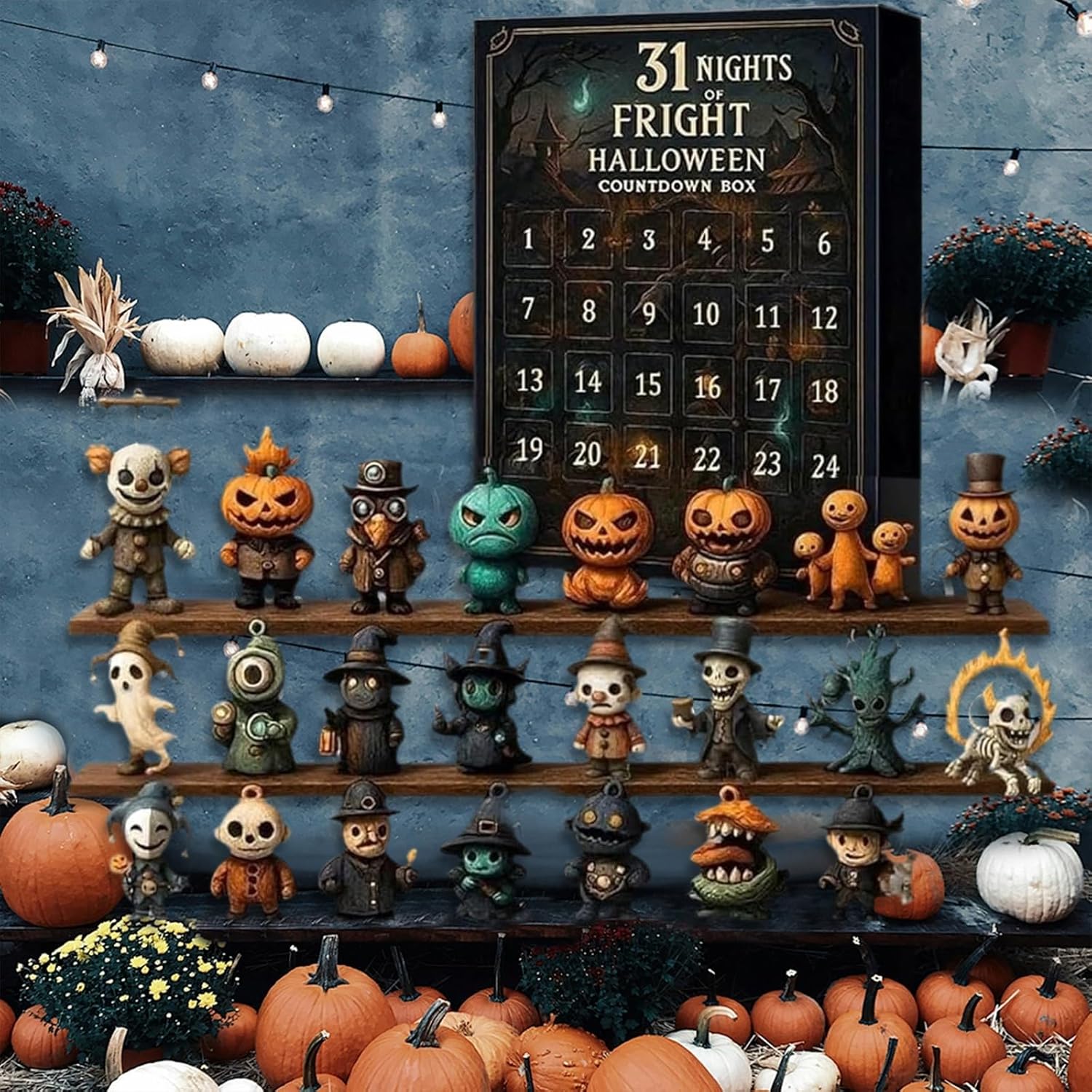 🔥LAST DAY 49% OFF🎃31 Nights of Fright – Halloween Countdown Box with Figurines