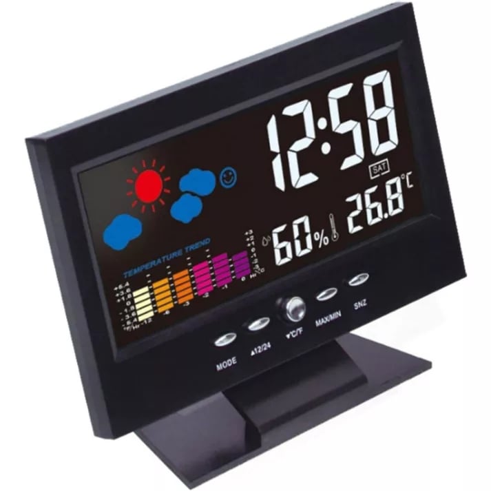 (🎁2023-Christmas Hot Sale🎁)Digital LED Temperature Humidity Monitor Weather Forecast LED Table Alarm Clock