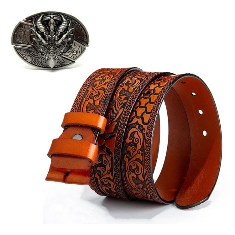 Fashion Punk Men's Genuine Leather Belt With Knife