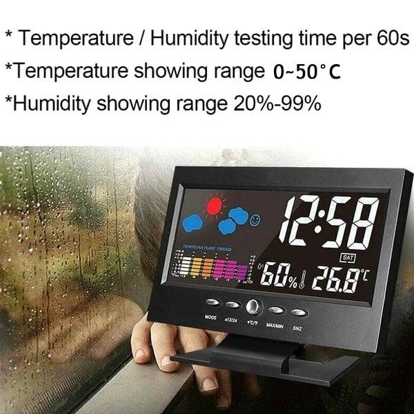 (🎁2023-Christmas Hot Sale🎁)Digital LED Temperature Humidity Monitor Weather Forecast LED Table Alarm Clock
