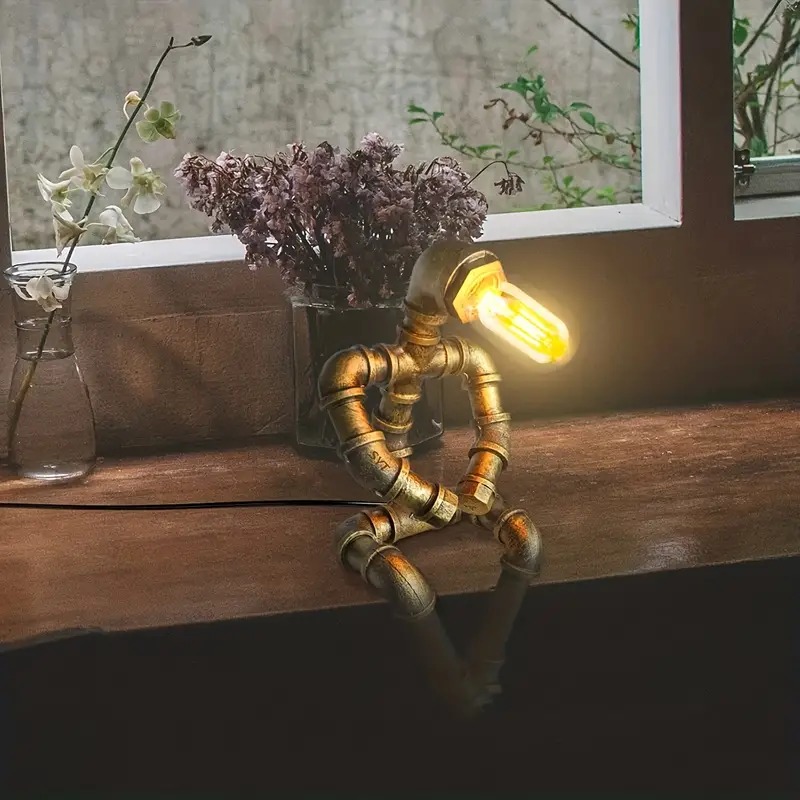 An Eye-Catching Ornament! - Creative Robot Style Steampunk Table Lamp Thanksgiving Day/Christmas gift