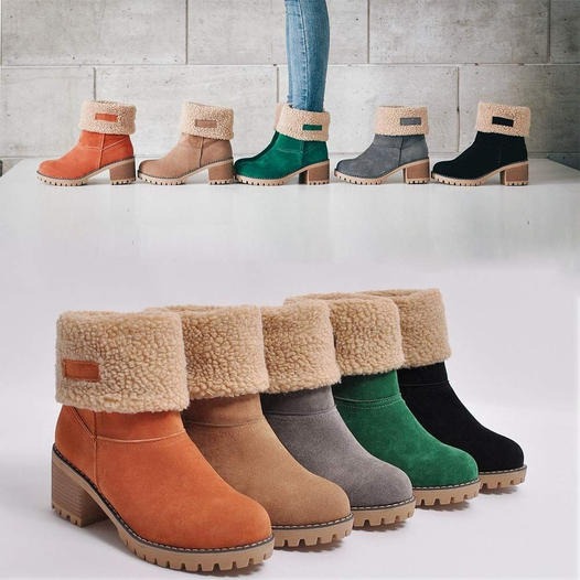 Christmas hot sale 50% off - Plawltd Seniors' Chunky Heel Winter Boots