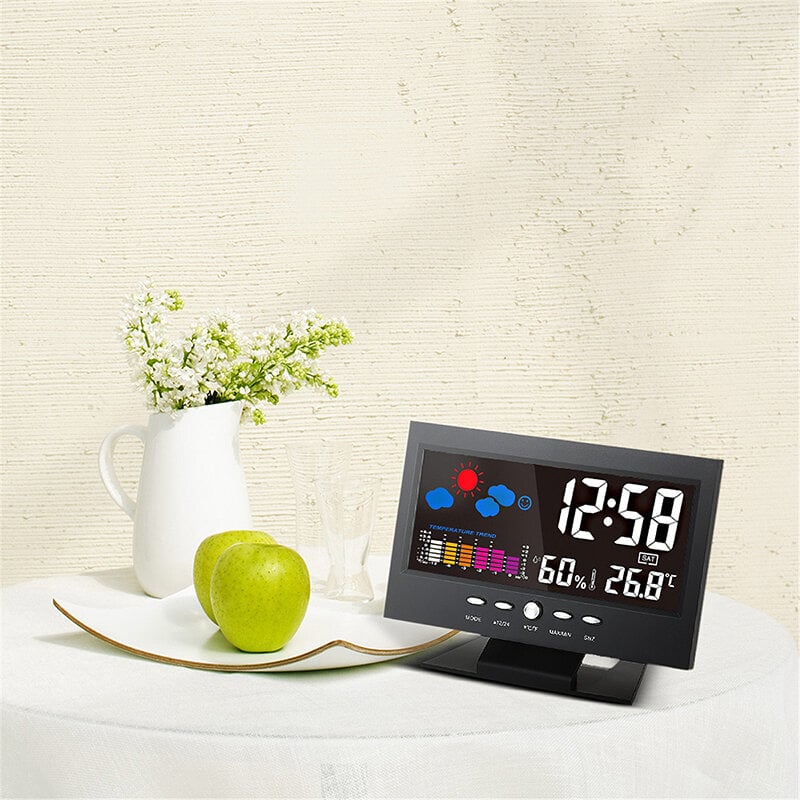 (🎁2023-Christmas Hot Sale🎁)Digital LED Temperature Humidity Monitor Weather Forecast LED Table Alarm Clock