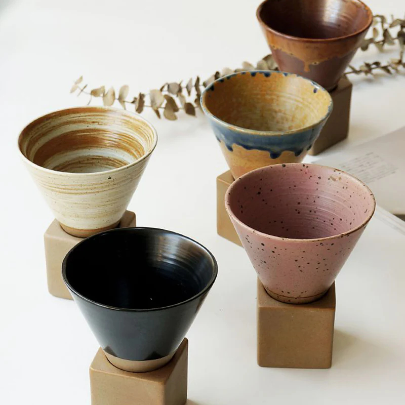 Handmade Ceramic Vintage Coffee Mug(Set includes base)