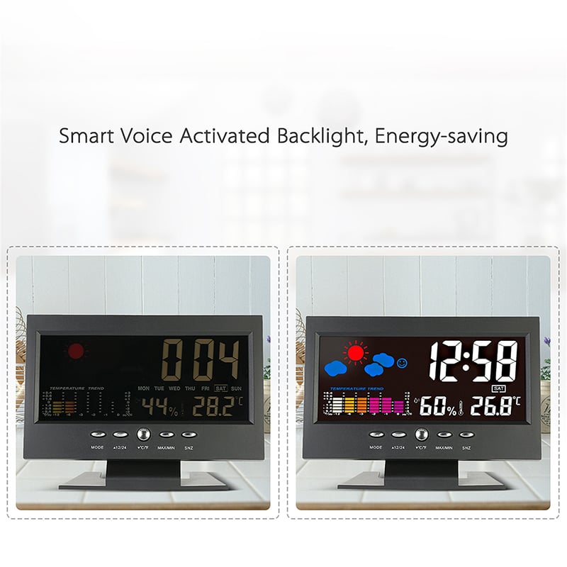 (🎁2023-Christmas Hot Sale🎁)Digital LED Temperature Humidity Monitor Weather Forecast LED Table Alarm Clock
