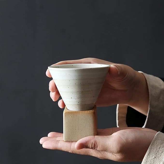 Handmade Ceramic Vintage Coffee Mug(Set includes base)