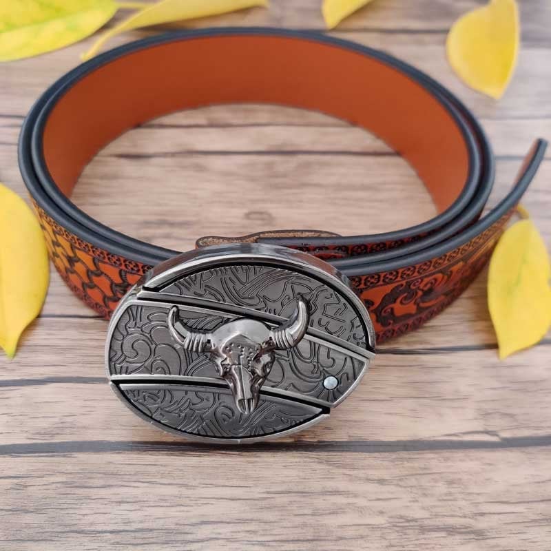 Fashion Punk Men's Genuine Leather Belt With Knife